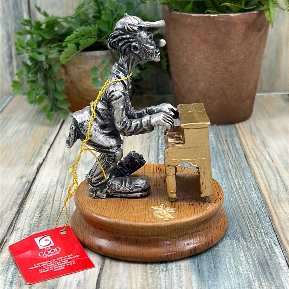 ⭐️Ron Lee Fine Pewter Band Collection Hobo Clown Figurine on Base Piano Player